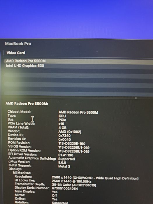 Macbook pro 16 2019 без экрана  i9/32/1tb/5500m.