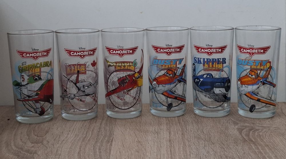 Стъклени чаши самолети Дисни - 250 мл.