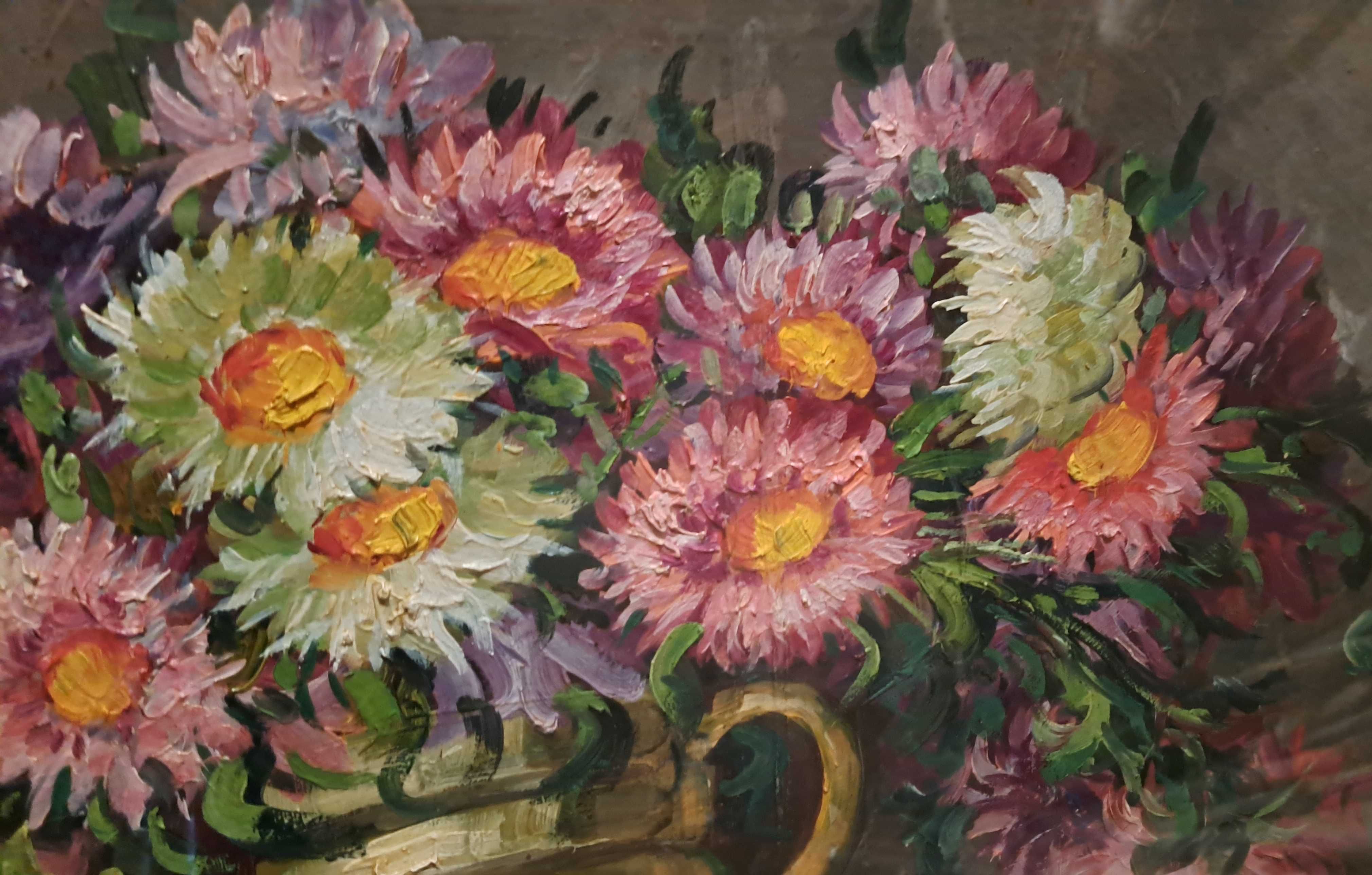Tablou vechi Ulcica cu flori 82/67 V.Stupariu