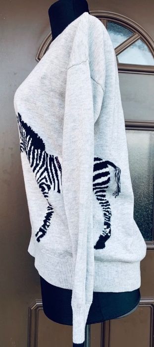 RIVER ISLAND Bluza/Pulover Fashion Jumper Gri Zebra UK Oferta 1+1