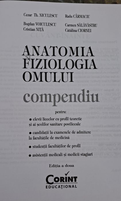 Compendiu: Anatomia și Fiziologia omului-Corint