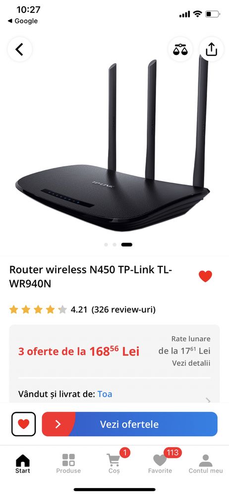 Router wireless N450 TP-Link TL-WR940N