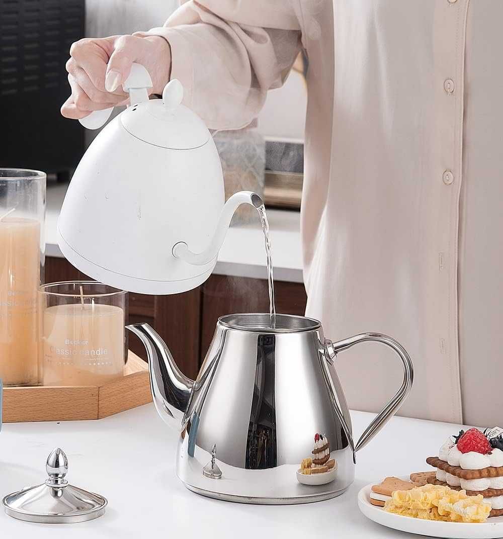 НОВ! Чайник от неръждаема стомана с цедка 1500ml