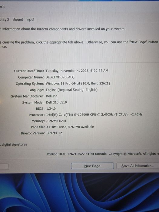 Laptop Dell G15 5510