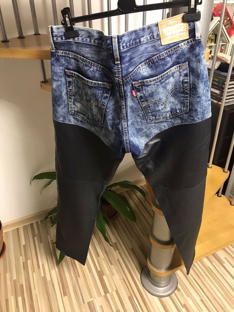 Pantaloni Levi’s blugi cu piele naturala