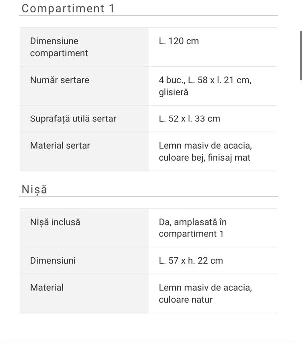 Comoda natalie cu 4 sertare Mobexpert