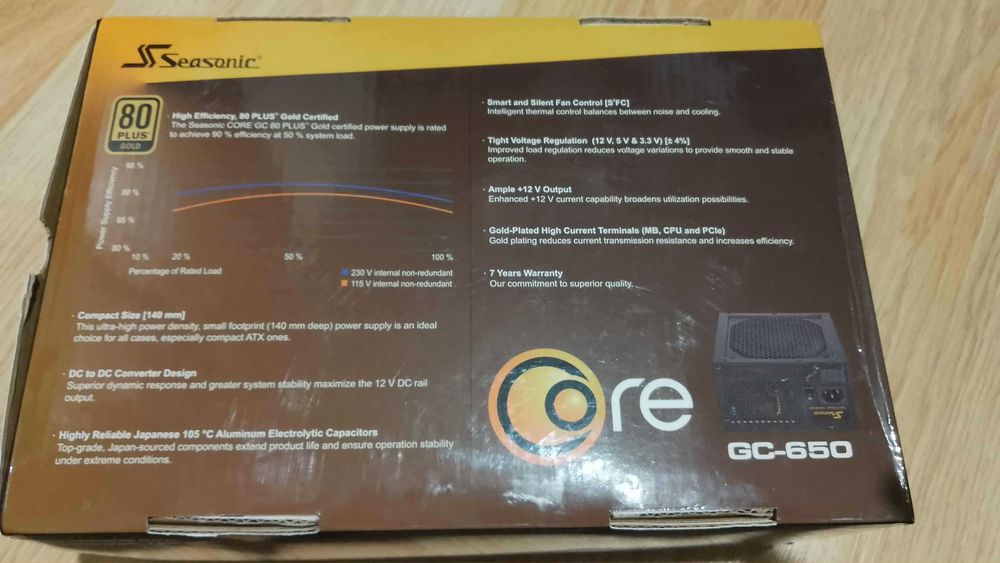 Захранване SEASONIC CORE GC-650 Gold (SSR-650LC) 80+ Gold