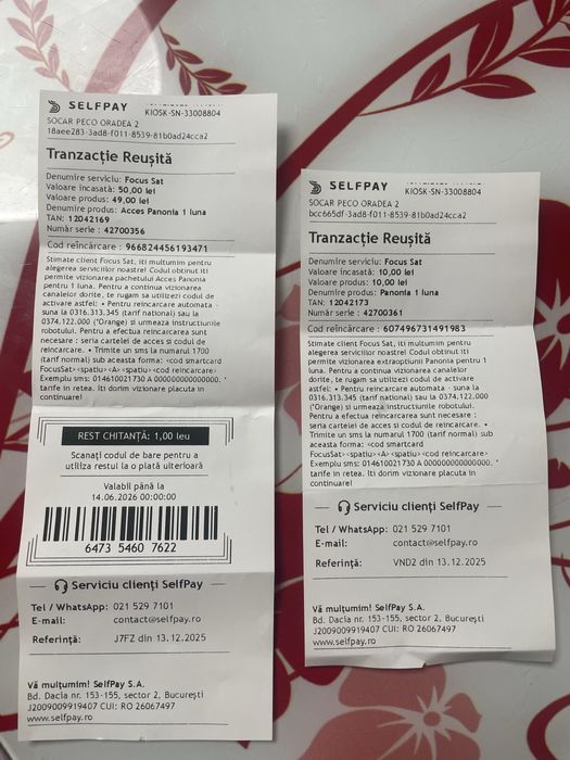 Vând tichete panonia nefolosite