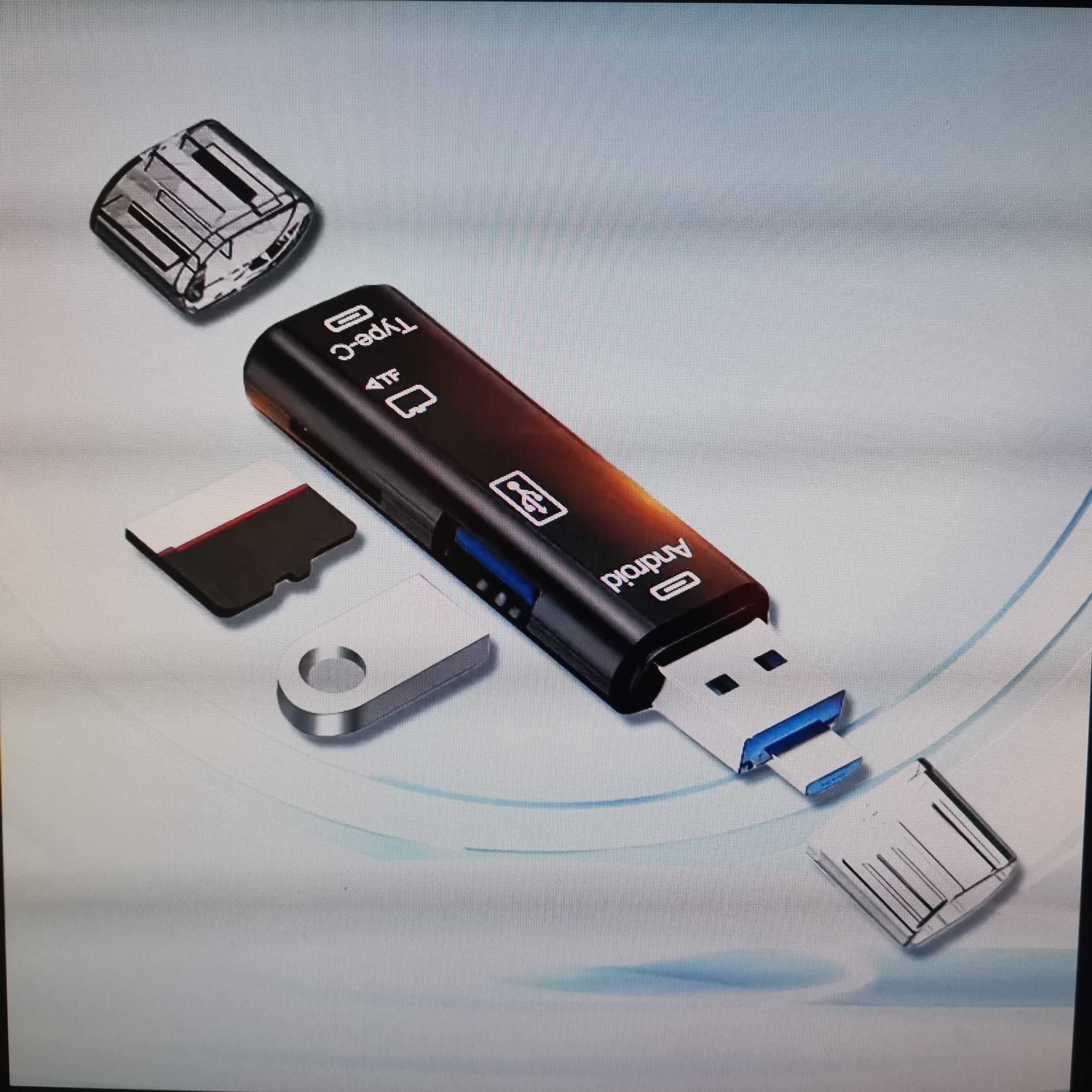 Четец 5 в 1-(Type-C,Micro USB,USB,SD и TF-карти)