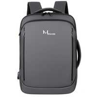 Rucsac MBrands 1901, port USB, rezistent la apa - Gri