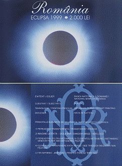 Bancnotă aniversară eclipsă SERIA 001A an 1999 2000 de lei
