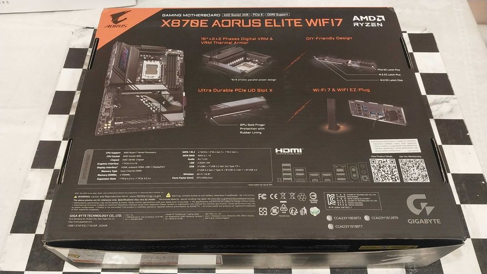 Новая Материнская плата GIGABYTE X870E AORUS ELITE WIFI7 сокет AMD AM5