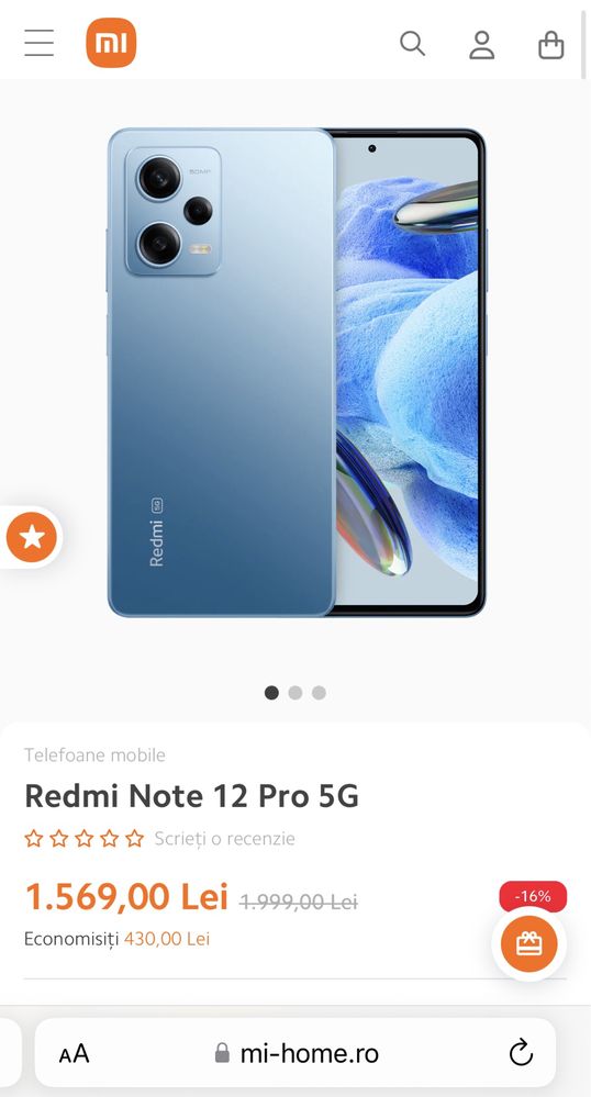 Redmi Note 12 pro 5G, sky blue 256gb 8gb ram,liber retea, nou in cutie