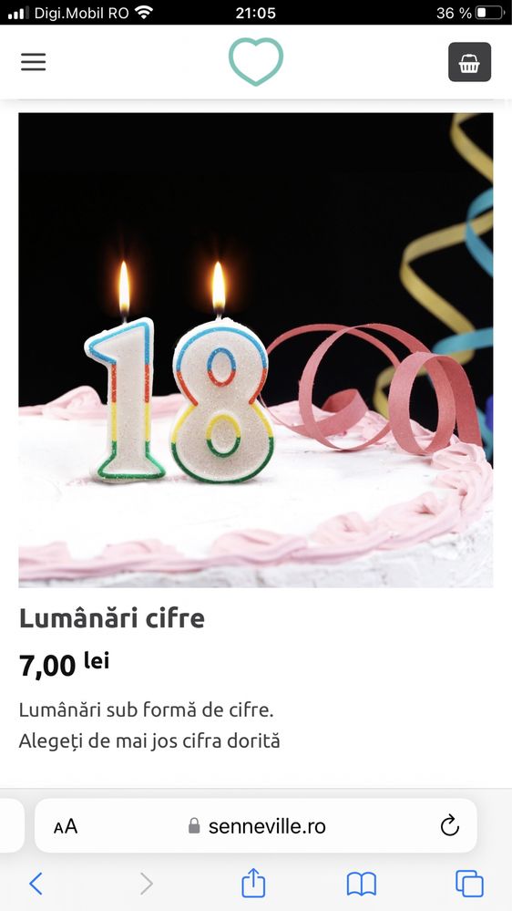 Lumânări aniversare de 7 cm, cifre 0-8, parafina, multicolore