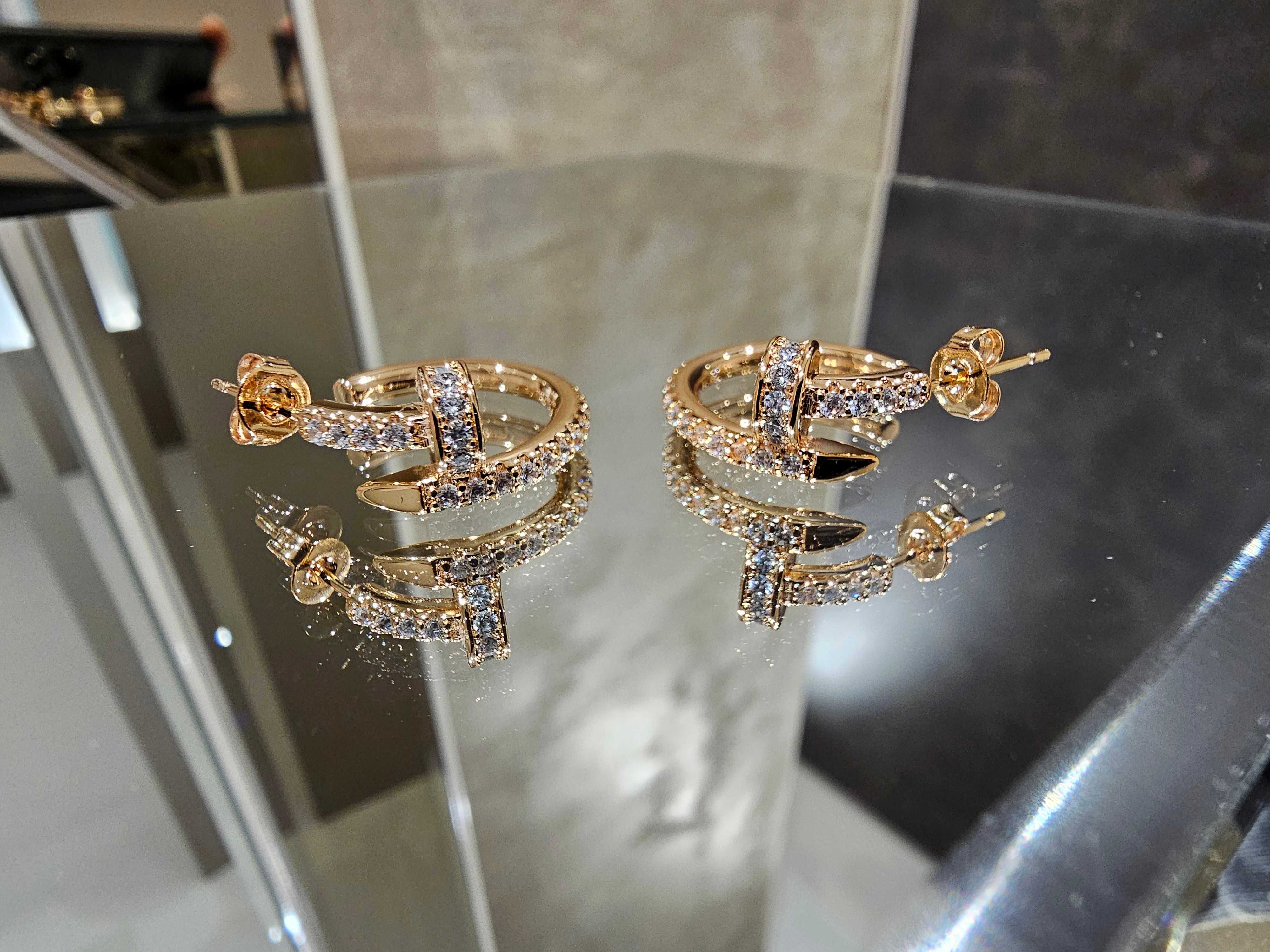 CARTIER Nail Juste un Clou Hoop Rose Gold Diamonds Дамски Обеци Пирон