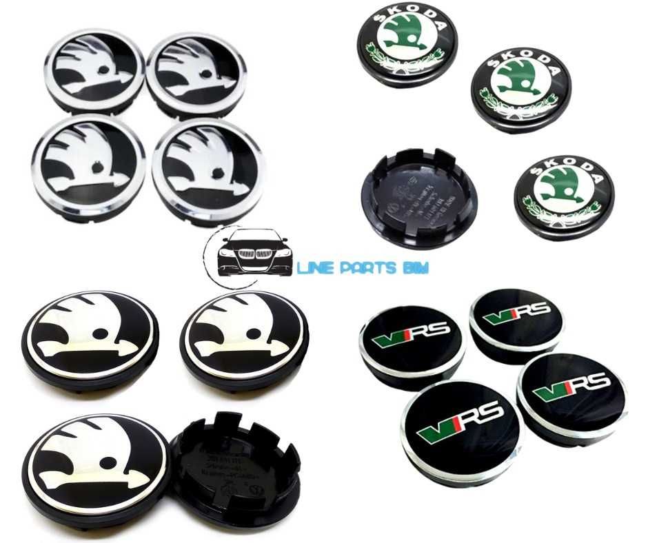 Set 4 Embleme Capace Roti Sigle Jante Aliaj SKODA 56mm / 60mm / 65mm