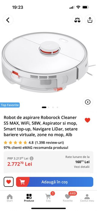Robot de aspirare Roborock Cleaner S5 MAX
