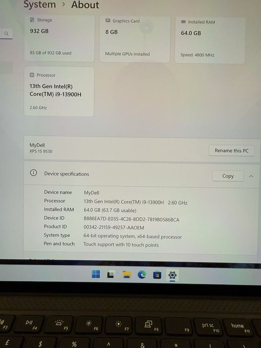 Laptop Ultrabook Dell XPS 15 9530 OLED 3.5K i9-13900H 64GB Ram