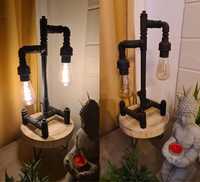 Veioza lampa decorativa industriala vintage din tevi cu 2 becuri LED