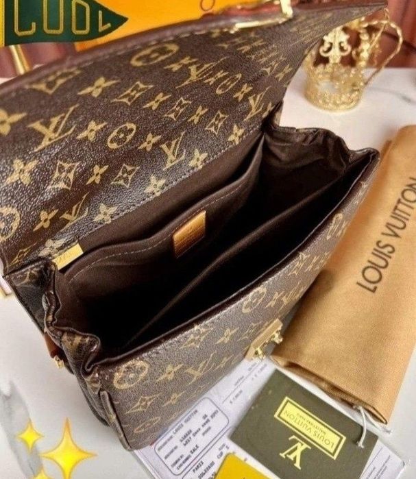 Geanta  si portofel  LV Pochette, curea detasabila umăr, saculet, etic