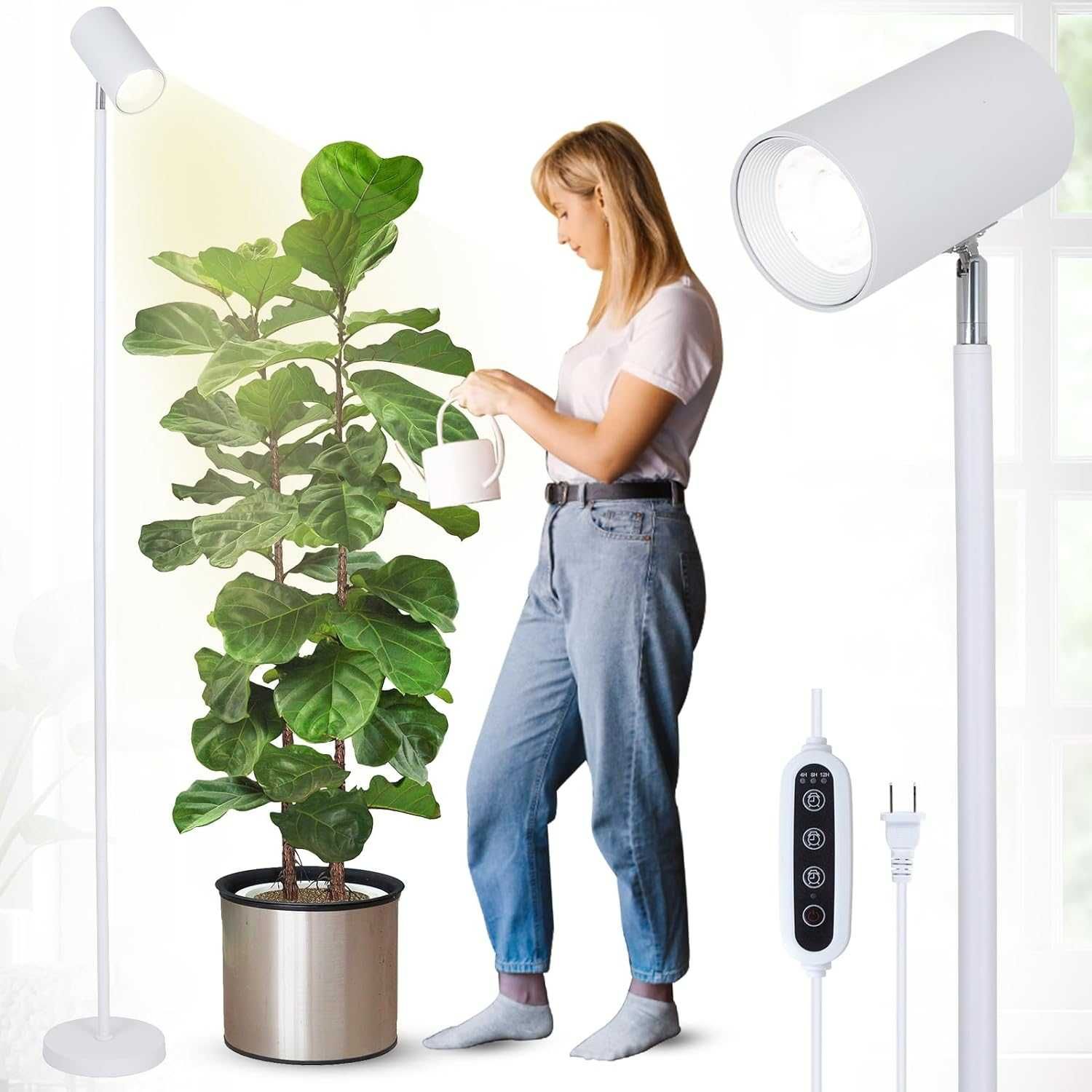 LED лампа за растения, 40 W, регулируема височина и таймер 4/8/12H
