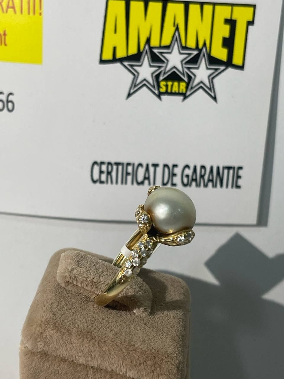 Inel cu perla și pietre aur 14k (ctg)
