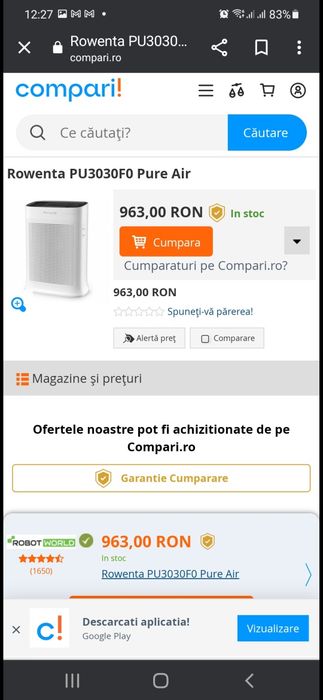 Vand purificator aer Rowenta Nou