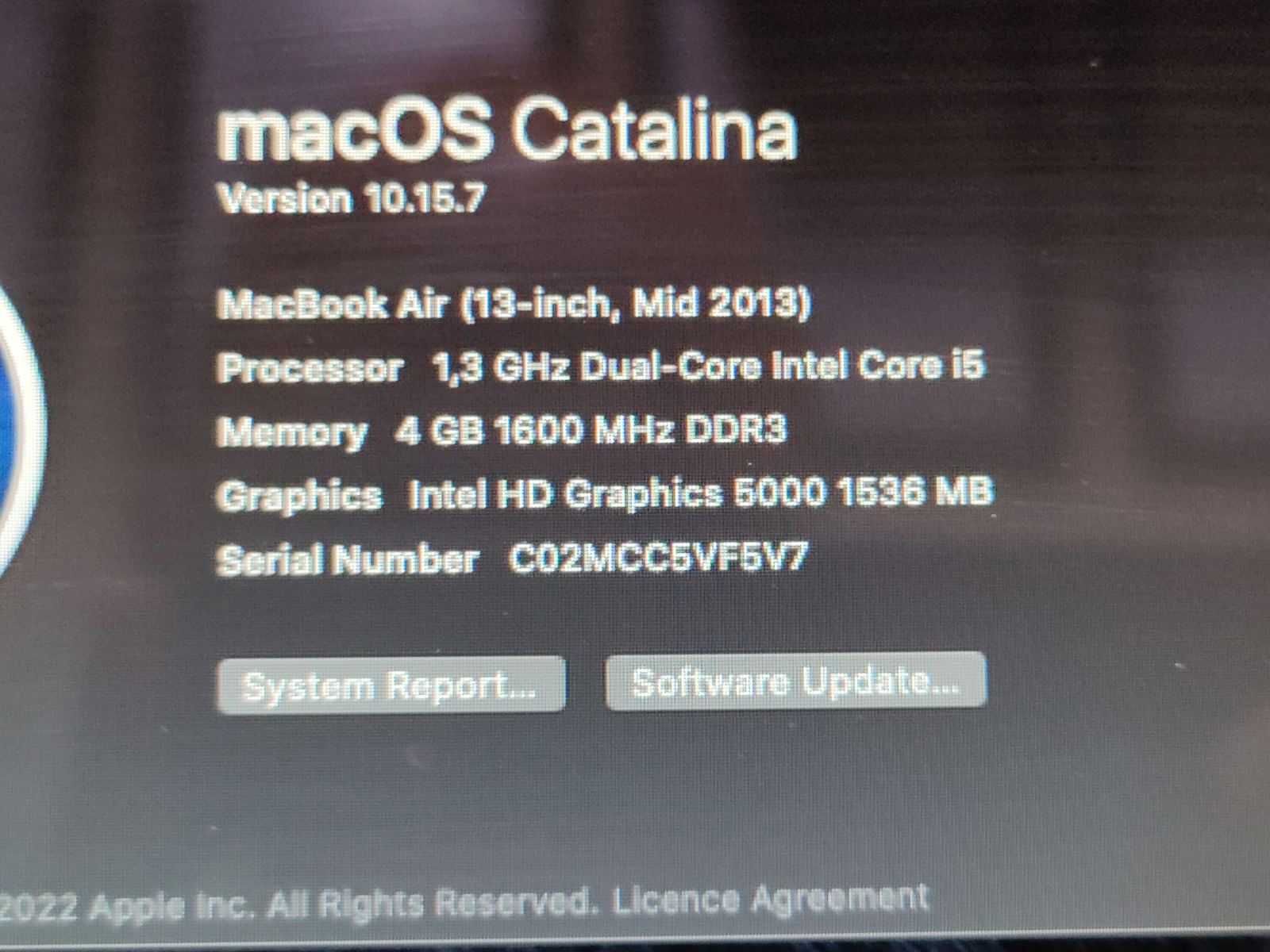 MacBook Air 2013 A1466 / 13" / Core i5 / 4GB RAM / 128GB