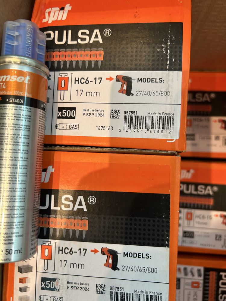 Cuie si Gaz pentru pistol Spit Pulsa, Toua, Tjep, Alsafix, RawlPlug…