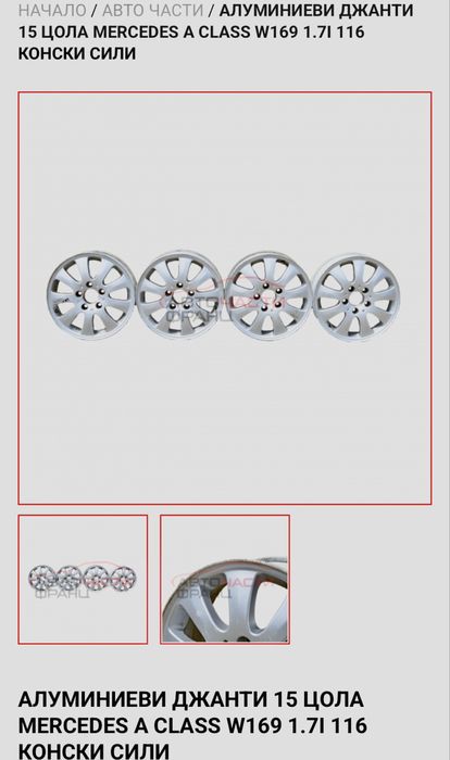 Алуминиева джанта Мерцедес 15 цола
