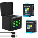 Set 2 acumulatori + incarcator triplu USB-C GoPro Hero 9 10 11 12
