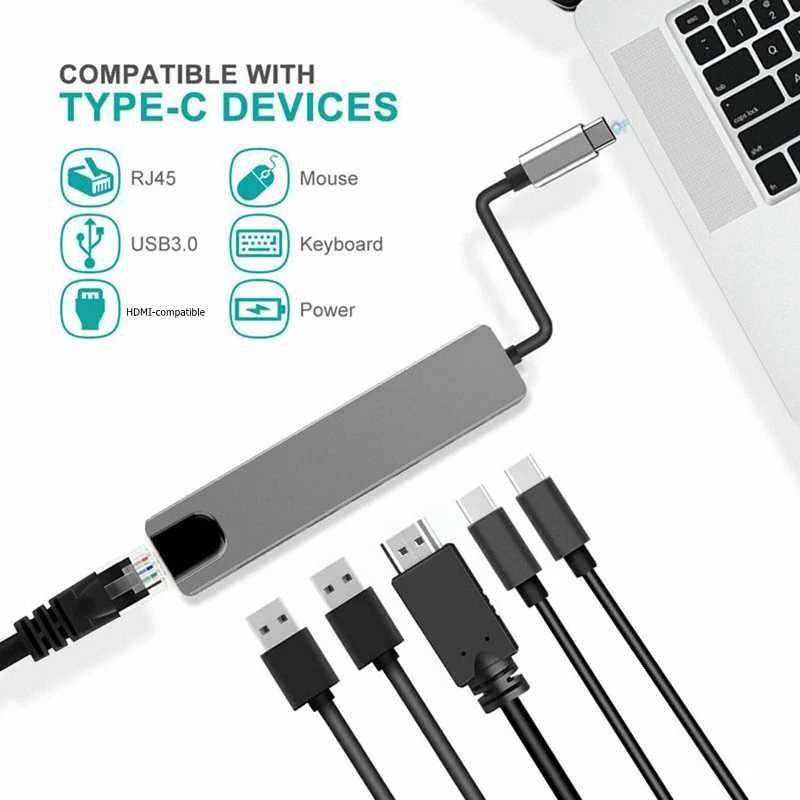 USB-C hub адаптер 4K Type-C 6 в 1 хаб+адаптер+док станция+переходник