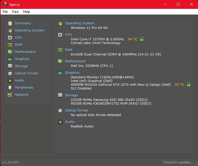 Dell G5 5500, i7-10750H, RTX2070 8GB, 64GB RAM