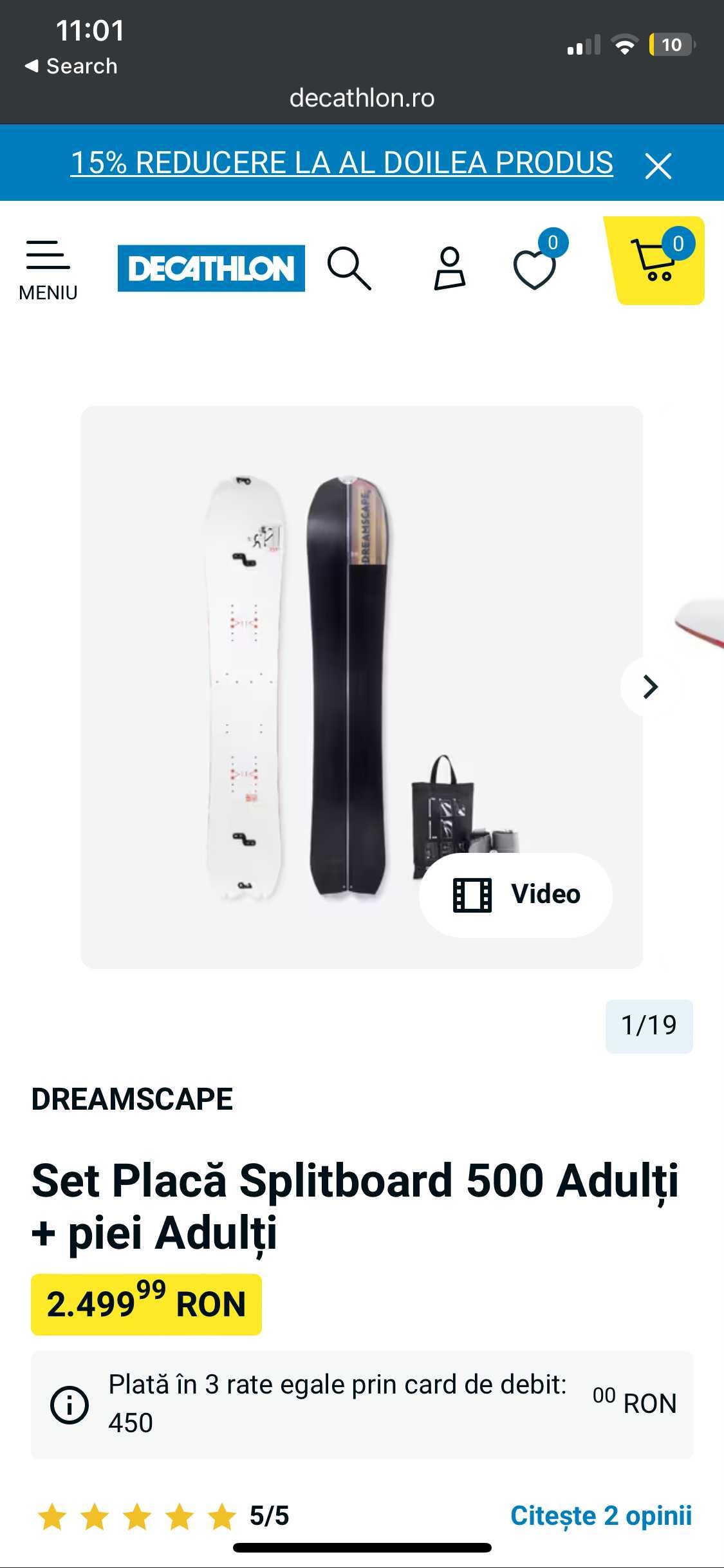 Splitboard Dreamscape 500 151cm plus piei 1800 RON