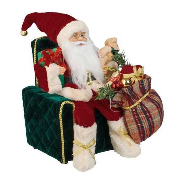 Реалистична коледна фигура Дядо Коледа в фотьойл с подаръци, Звук