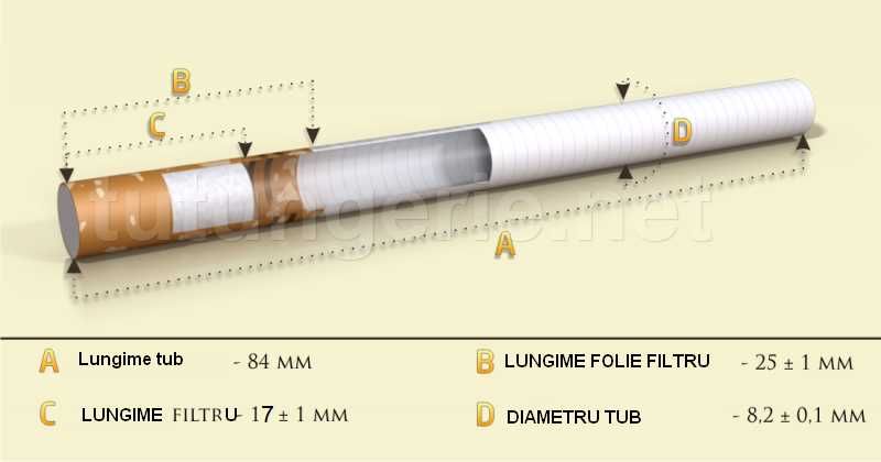 Tuburi tigari pentru injectat tutun PRIMUS, 200buc, multifiltru  alb