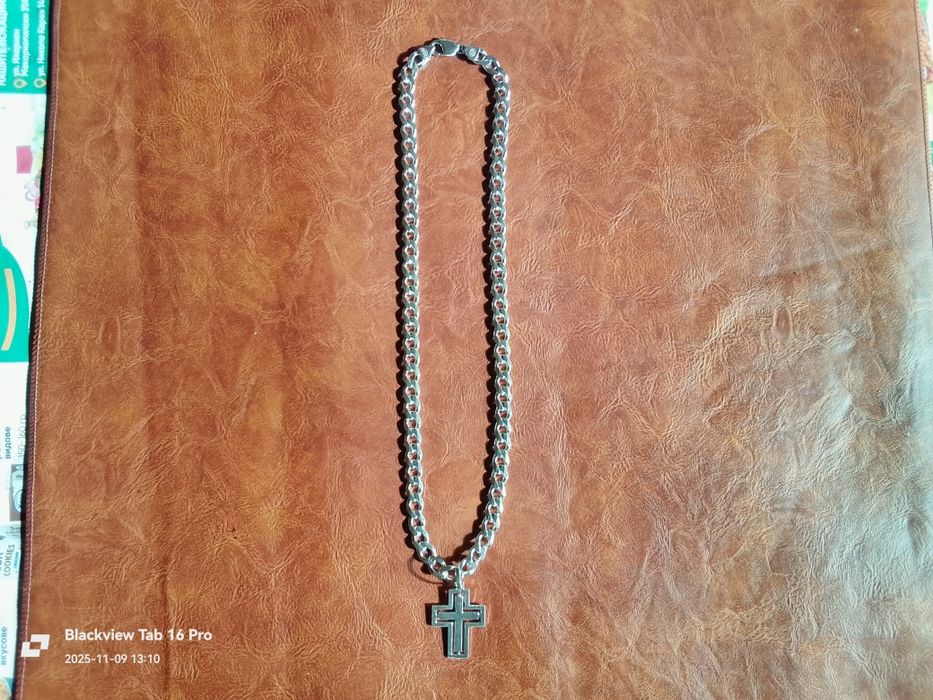 Сребърен Синджир Панцер със Кръст-82грама.