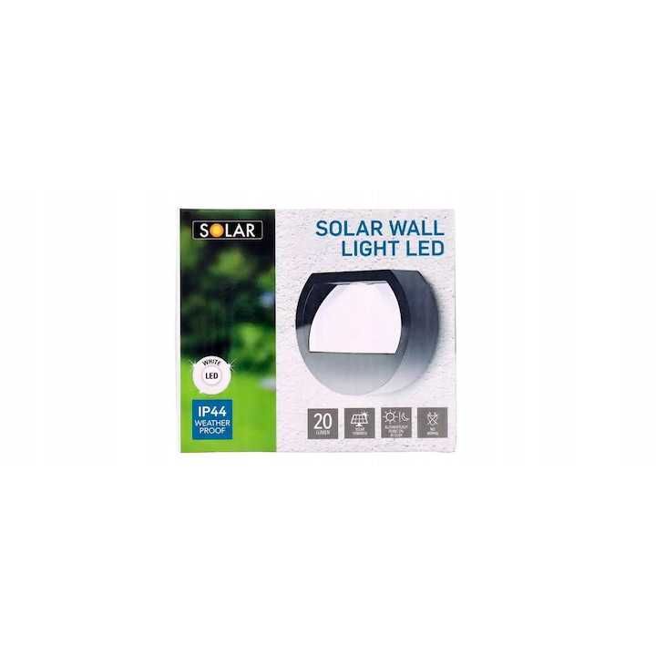 Соларна лампа, Solar, LED, 20 lm, IP44, 11 x 9,7 x 4 cm, черна