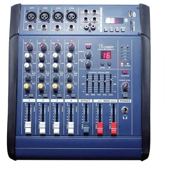 Mixer audio cu amplificare cu Bluetooth, 2 x 350 Watt si 4 canale