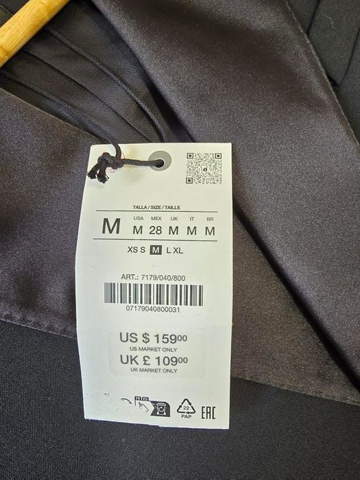 ZARA нов лимитиран черен костюм с вълна