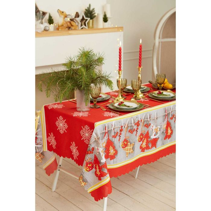 Новогодняя скатерть «Домашний уют» 145×220 см и 145×260см.