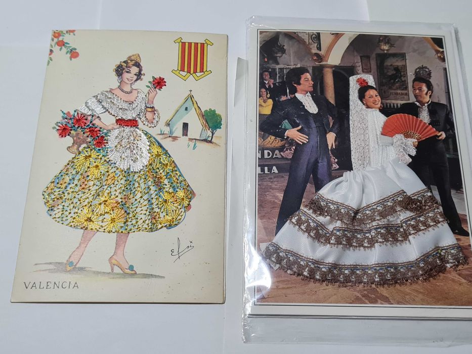 Felicitare veche brodată + felicitare textilă