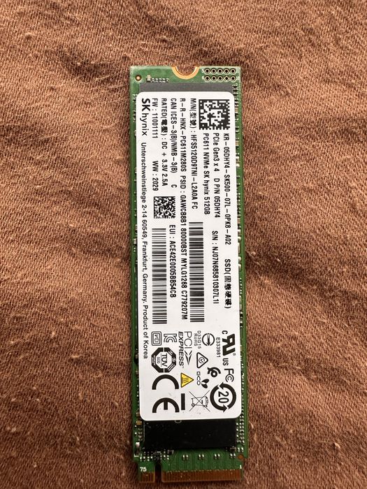 Комплект SSD HDD Памети 16 GB 2х8 DDR 4 2933MHZ HDD 1TB + Nvme 512gb