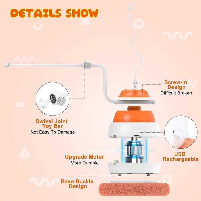 IOKHEIRA 4 в 1 Интерактивна играчка с пера за котки