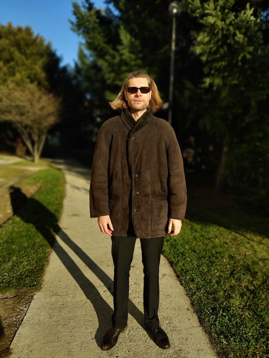 Cojoc barbat piele / blana naturala miel 2 XL - XXL 54 NOU Maro Bej