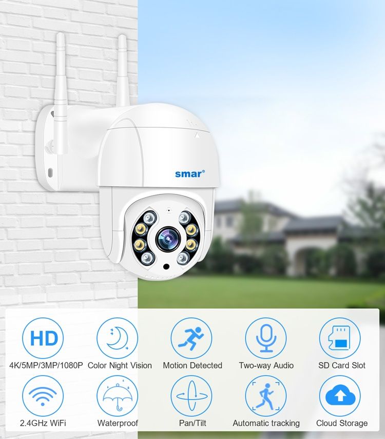 audio IP камера H.265 Wifi 8MP IP camera 4k HD PTZ auto tracking