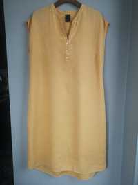 LUXZUS, жълта ленена рокля, размер XL