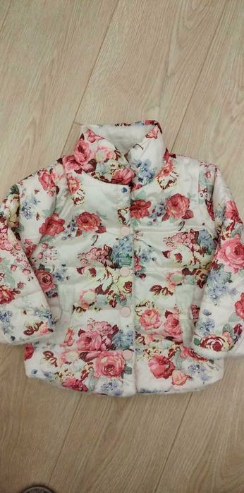 Зимно яке на цветя за момиче с пухена подплата