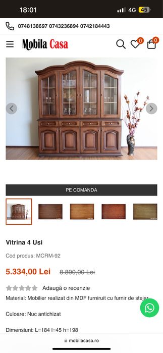 Mobila din lemn masiv de stejar facuta la comada in stare foarte buna