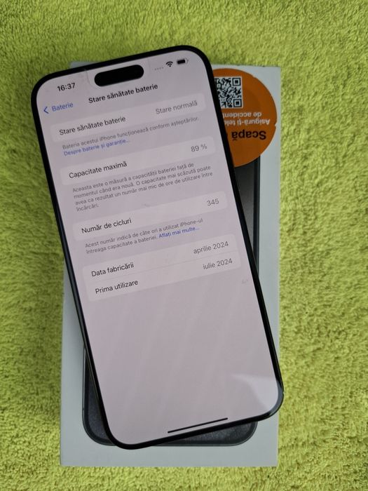 Vând/Schimb IPhone 15 Pro Max 5g 256g ca Nou Fulbox Liber